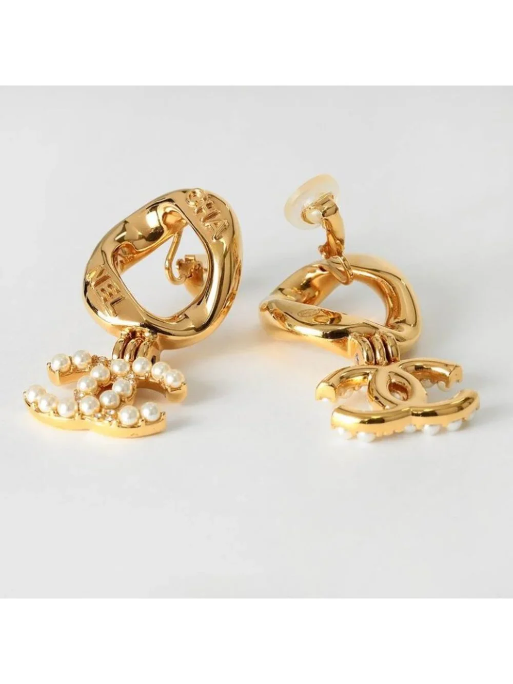 Chanel Faux Pearl Earrings